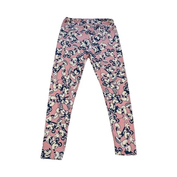 LulaRoe Disney Women’s Mickey Mouse Butter Soft Pink Leggings Size Tall & Curvy - Picture 1 of 8